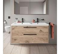Duravit D-Code meuble sous-vasque double DC46740BD550000 , poignée noir diamant, marbre chêne, suspendu, tiroirs 2, 1184x555x460 mm