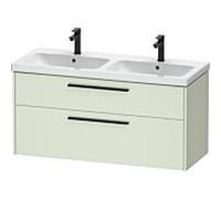 Meuble sous-lavabo Duravit D-Code, 1 tiroir, 1184x460mm, découpe siphon, avec poignée, DC46740BDHH0000, Couleur: Corps vert pâle mat, Poignée noir diamant mat