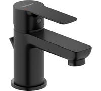 Duravit D-Code Mitigeur monocommandé pour lavabo S FreshStart et Minusflow, avec garniture d'écoulement, DC1013001046, Couleur: Noir Mat