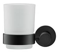 Duravit D-Code Zahnputzbecher Porte-verre 0099194600 Verre gauche, noir mat, Ø69 mm, suspendu au mur