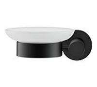 Duravit D-Code porte-savon 0099174600 position gauche, Ø108 mm, noir mat, suspendu au mur