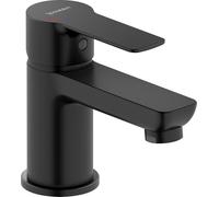 Duravit D-Code Robinet de lavabo Taille S (hauteur du bec 125 mm) Robinet de lavabo à économie d'énergie (FreshStart) Robinet d'économie d'eau Salle de bain (MinusFlow) Noir mat