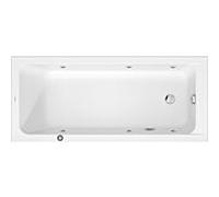 Duravit D-Code baignoire balnéo, 1600x700mm, 1 pente de dossier, Jet Project, rectangulaire, écoulement au pied, blanc brillant, 760669000JP1000
