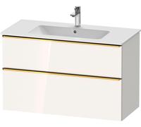 Duravit D-Neo bâti-support lavabo suspendu, 1010x625x462mm, 1 tiroir, avec poignée or poli, DE4363034220000, Couleur: Décor blanc brillant