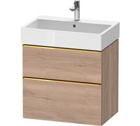 Duravit D-Neo bâti-support lavabo suspendu, 684x625x442mm, 1 tiroir, avec poignée or poli, DE4372034550000, Couleur: Décor chêne marbré