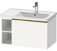 Duravit D-Neo bâti-support lavabo suspendu, 784x440x452mm, 1 tiroir, 1 compartiment ouvert sur le côté gauche, avec poignée or poli, DE4257034180000, Couleur: Décor blanc mat