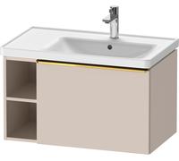 Duravit D-Neo bâti-support lavabo suspendu, 784x440x452mm, 1 tiroir, 1 compartiment ouvert sur le côté gauche, avec poignée or poli, DE4257034910000, Couleur: DÃ©cor taupe mat
