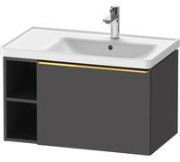 Duravit D-Neo bâti-support lavabo suspendu, 784x440x452mm, 1 tiroir, 1 compartiment ouvert sur le côté gauche, avec poignée or poli, DE4257034490000, Couleur: Décor graphite mat