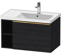 Duravit D-Neo bâti-support lavabo suspendu, 784x440x452mm, 1 tiroir, 1 compartiment ouvert sur le côté gauche, avec poignée or poli, DE4257034160000, Couleur: Décor chêne noir mat