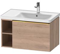 Duravit D-Neo bâti-support lavabo suspendu, 784x440x452mm, 1 tiroir, 1 compartiment ouvert sur le côté gauche, avec poignée or poli, DE4257034550000, Couleur: Décor chêne marbré