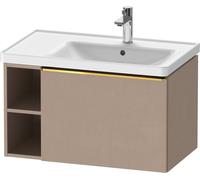 Duravit D-Neo bâti-support lavabo suspendu, 784x440x452mm, 1 tiroir, 1 compartiment ouvert sur le côté gauche, avec poignée or poli, DE4257034750000, Couleur: Décor lin mat
