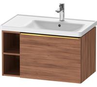 Duravit D-Neo bâti-support lavabo suspendu, 784x440x452mm, 1 tiroir, 1 compartiment ouvert sur le côté gauche, avec poignée or poli, DE4257034790000, Couleur: Décor noyer mat
