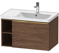 Duravit D-Neo bâti-support lavabo suspendu, 784x440x452mm, 1 tiroir, 1 compartiment ouvert sur le côté gauche, avec poignée or poli, DE4257034210000, Couleur: Décor noyer foncé mat