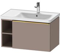Duravit D-Neo bâti-support lavabo suspendu, 784x440x452mm, 1 tiroir, 1 compartiment ouvert sur le côté gauche, avec poignée or poli, DE4257034430000, Couleur: Décor basalte mat