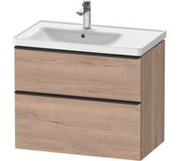 Duravit D-Neo bâti-support lavabo suspendu, 784x625x452mm, 1 tiroir, avec poignée diamant noir, DE43570BD550000, Couleur: Décor chêne marbré