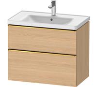 Duravit D-Neo bâti-support lavabo suspendu, 784x625x452mm, 1 tiroir, avec poignée or poli, DE4355034300000, Couleur: Décor chêne naturel mat