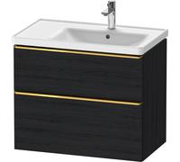 Duravit D-Neo bâti-support lavabo suspendu, 784x625x452mm, 1 tiroir, avec poignée or poli, DE4358034160000, Couleur: Décor chêne noir mat