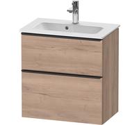 Duravit D-Neo bâti-support lavabo suspendu, Compact, 610x625x372mm, 1 tiroir, avec poignée noir diamant, DE43680BD550000, Couleur: Décor chêne marbré