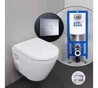 Duravit D-Neo Compact Pack complet cuvette suspendue et bâti-support neeos,, 45870900A1+16601CR#SET,