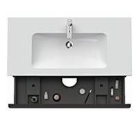Duravit D-Neo, meuble sous-lavabo mural, largeur 1010 x profondeur 462mm, 1x tiroir, 1x coulissant, avec poignée, DE436302121, Couleur: Noyer Foncé Foncé