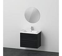Ensemble de meubles D-Neo, lavabo de meuble avec meuble sous-lavabo mural et miroir LED (rond), 800x2000mm, DE011001616, Couleur: Chêne noir