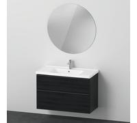 Ensemble de meubles D-Neo, meuble lavabo avec meuble sous-lavabo mural et miroir LED (rond), 1000x2000mm, DE011101616, Couleur: Chêne noir