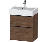 Duravit D-Neo, meuble sous-lavabo mural Compact, largeur 584 x profondeur 372mm, 1x tiroir, 1x coulissant, avec poignée, DE432902121, Couleur: Noyer Foncé Foncé