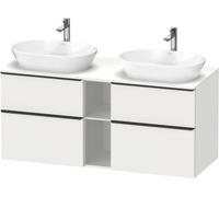 Duravit D-Neo, meuble sous-lavabo mural (découpe des deux côtés), largeur 1400 x profondeur 550mm, 4x tiroirs, 1x compartiment ouvert, avec poignée, DE4970B1818, Couleur: Décor blanc mat