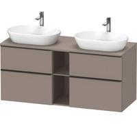 Duravit D-Neo, meuble sous-lavabo mural (découpe des deux côtés), largeur 1400 x profondeur 550mm, 4x tiroirs, 1x compartiment ouvert, avec poignée, DE4970B4343, Couleur: Décor basalte mat