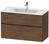 Duravit D-Neo, meuble sous-lavabo mural, largeur 1010 x profondeur 462mm, 1x tiroir, 1x coulissant, avec poignée, DE436302121, Couleur: Noyer Foncé Foncé