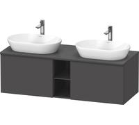 Duravit D-Neo Meuble sous-lavabo sur console suspendu (découpe côté contributif), 1400x459x550mm, 2 tiroirs, 2 compartiments ouverts, avec poignée noir diamant, DE4950BBD490000, Couleur: Décor graphit