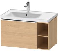 Duravit D-Neo Meuble sous-lavabo suspendu, 784x440x452mm, 1 tiroir, 1 compartiment ouvert sur le côté droit, avec poignée chromée, DE4258010300000, Couleur: Décor chêne naturel mat