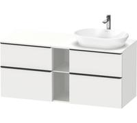 Duravit D-Neo, meuble sous-lavabo suspendu (découpe à droite), largeur 1400 x profondeur 550mm, 4x tiroirs, 1x compartiment ouvert, avec poignée, DE4970R1818, Couleur: Décor blanc mat