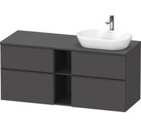 Duravit D-Neo, meuble sous-lavabo suspendu (découpe à droite), largeur 1400 x profondeur 550mm, 4x tiroirs, 1x compartiment ouvert, avec poignée, DE4970R4949, Couleur: Décor graphite mat