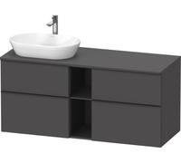 Duravit D-Neo, meuble sous-lavabo suspendu (découpe à gauche), largeur 1400 x profondeur 550mm, 4x tiroirs, 1x compartiment ouvert, avec poignée, DE4970L4949, Couleur: Décor graphite mat