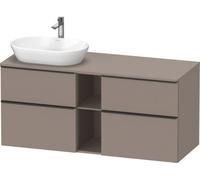 Duravit D-Neo, meuble sous-lavabo suspendu (découpe à gauche), largeur 1400 x profondeur 550mm, 4x tiroirs, 1x compartiment ouvert, avec poignée, DE4970L4343, Couleur: Décor basalte mat