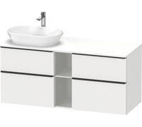 Duravit D-Neo, meuble sous-lavabo suspendu (découpe à gauche), largeur 1400 x profondeur 550mm, 4x tiroirs, 1x compartiment ouvert, avec poignée, DE4970L1818, Couleur: Décor blanc mat