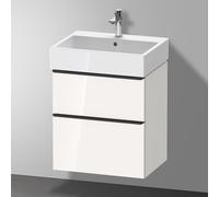 Duravit D-Neo bâti-support lavabo suspendu, 584x625x442mm, 1 tiroir, avec poignée diamant noir, DE43710BD220000, Couleur: Décor blanc brillant