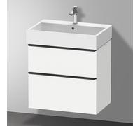 Duravit D-Neo bâti-support lavabo suspendu, 684x625x442mm, 1 tiroir, avec poignée diamant noir, DE43720BD180000, Couleur: Décor blanc mat
