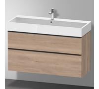 Duravit D-Neo bâti-support lavabo suspendu, 1184x625x442mm, 1 tiroir, avec poignée diamant noir, DE43750BD550000, Couleur: Décor chêne marbré