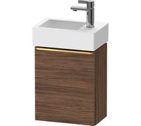 Duravit D-Neo, sous-lavabo en console suspendu, 364x440x222mm, 1 porte, charnières à gauche, avec poignée or poli, DE4218L34210000, Couleur: Décor noyer foncé mat