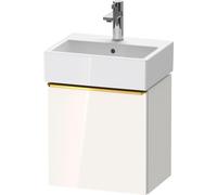 Duravit D-Neo, sous-lavabo en console suspendu, 434x440x322mm, 1 porte, charnières à droite, avec poignée or poli, DE4217R34220000, Couleur: Décor blanc brillant