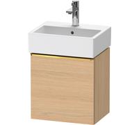 Duravit D-Neo, sous-lavabo en console suspendu, 434x440x322mm, 1 porte, charnières à gauche, avec poignée or poli, DE4217L34300000, Couleur: Décor chêne naturel mat