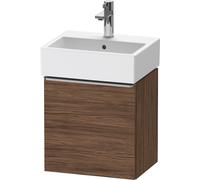 Duravit D-Neo, sous-lavabo en console suspendu, 434x440x322mm, 1 porte, charnières à gauche, avec poignée acier inox brossé, DE4217L70210000, Couleur: Décor noyer foncé mat
