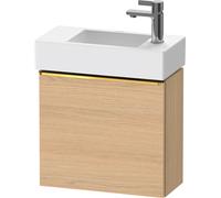 Duravit D-Neo, sous-lavabo en console suspendu, 484x440x222mm, 1 porte, charnières à gauche, avec poignée or poli, DE4219L34300000, Couleur: Décor chêne naturel mat