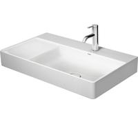 Duravit DuraSquare lavabo, 80x47cm, sans trou pour robinet, sans trop-plein, bassin à droite, dessous émaillé, 2349800070, Couleur: Blanc