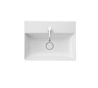 Duravit DuraSquare lavabo Compact, 50x40cm, 1 trou pour robinet, sans trop-plein, dessous émaillé et poncé, 23565000711, Couleur: Blanc avec Wondergliss