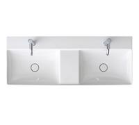 Duravit DuraSquare lavabo double, 120x47cm, 2 trous pour robinet, 2 vasques, sans trop-plein, vitrifié par le dessous, 2353120041, Couleur: Blanc