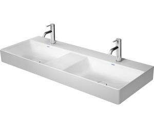 Duravit DuraSquare lavabo double meuble, 120x47cm, 2 trous pour robinet, 2 vasques, sans trop-plein, dessous poncé et émaillé, 2353120071, Couleur: Blanc