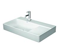 Duravit DuraSquare meuble vasque asymétrique 23488000441 80x47cm, sans trop-plein, avec plage de robinetterie, vasque à gauche, 3 trous pour robinetterie, blanc WonderGliss